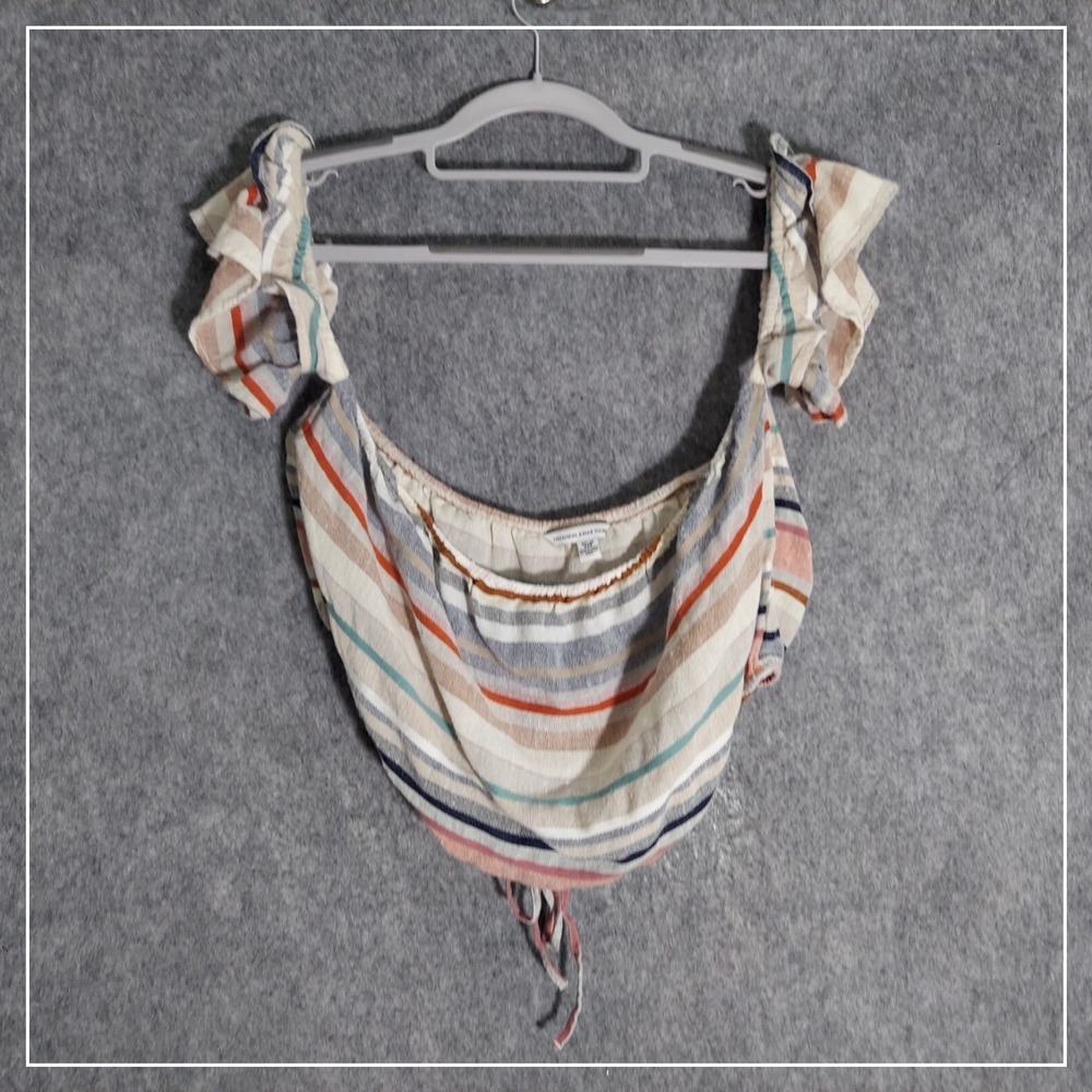 American Eagle Women XL Boho Stripe Top Festival Chic Boutique Statement Style